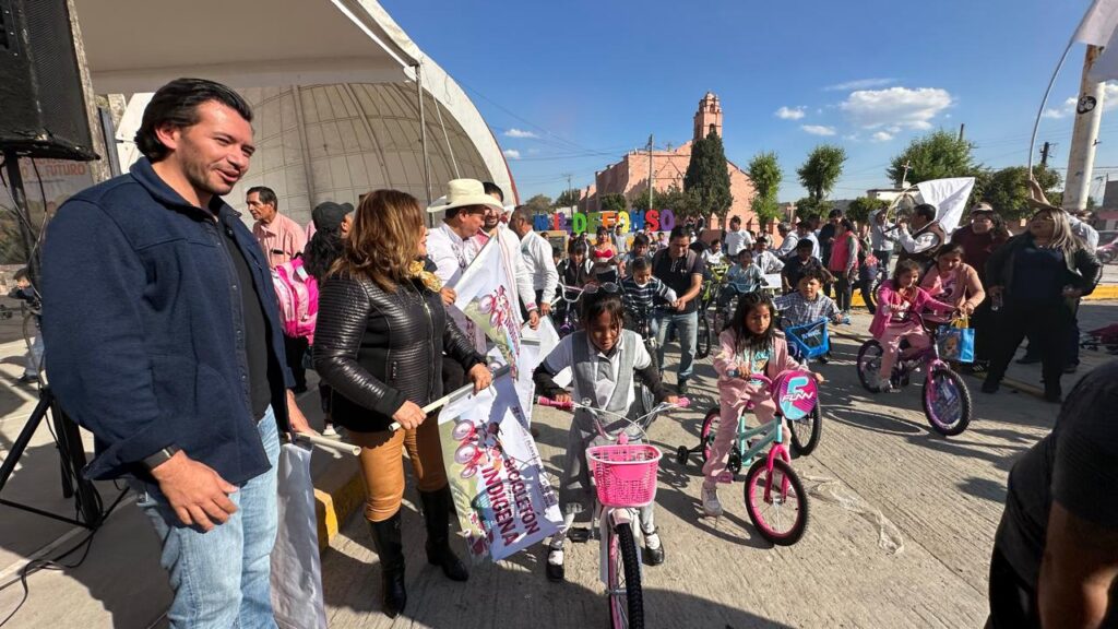 Cientos de niñas y niños de pueblos originarios de Hidalgo, se benefician con Bicicletón Indígena 2024