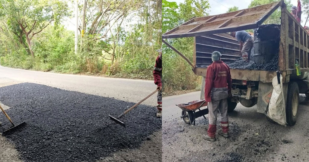 Cuadrillas de la SIPDUS inician bacheo en la carretera Tres Huastecas