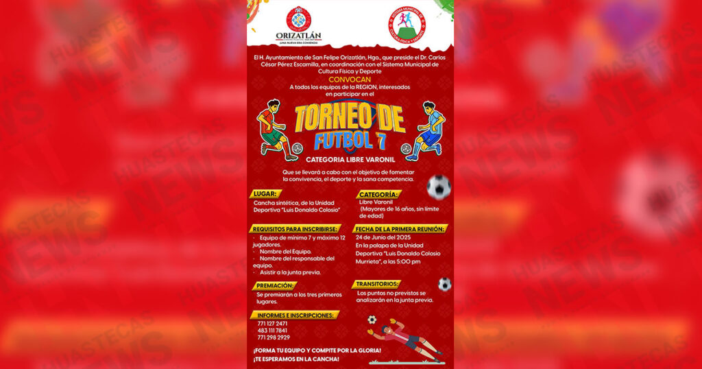 Lanzan convocatoria para Torneo de Futbol 7 en Orizatlán