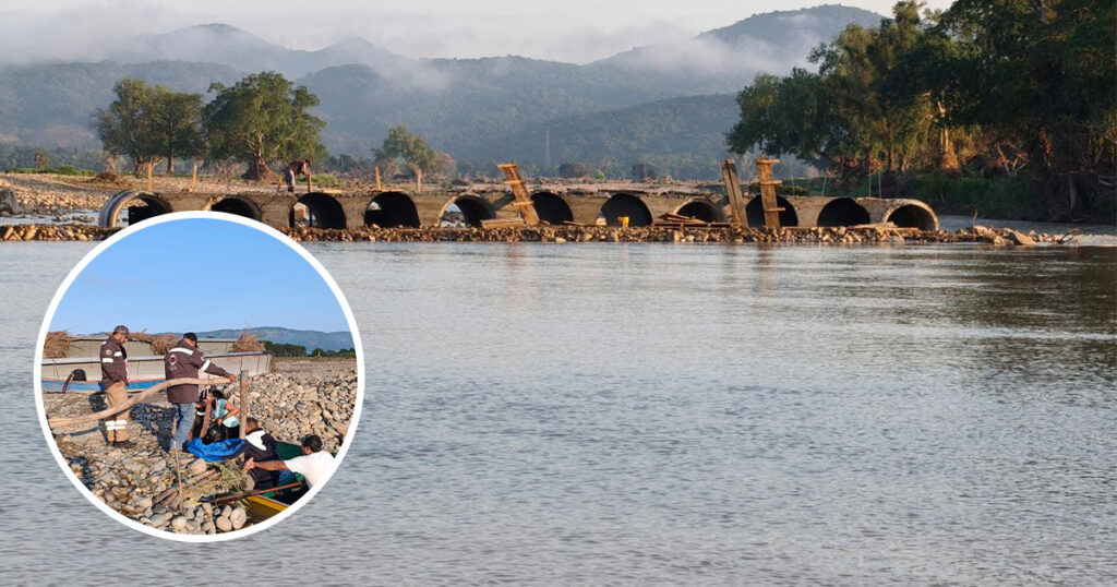 Avanza la reconstrucción del puente vado y reanudan el servicio de lancha en Tamoyón