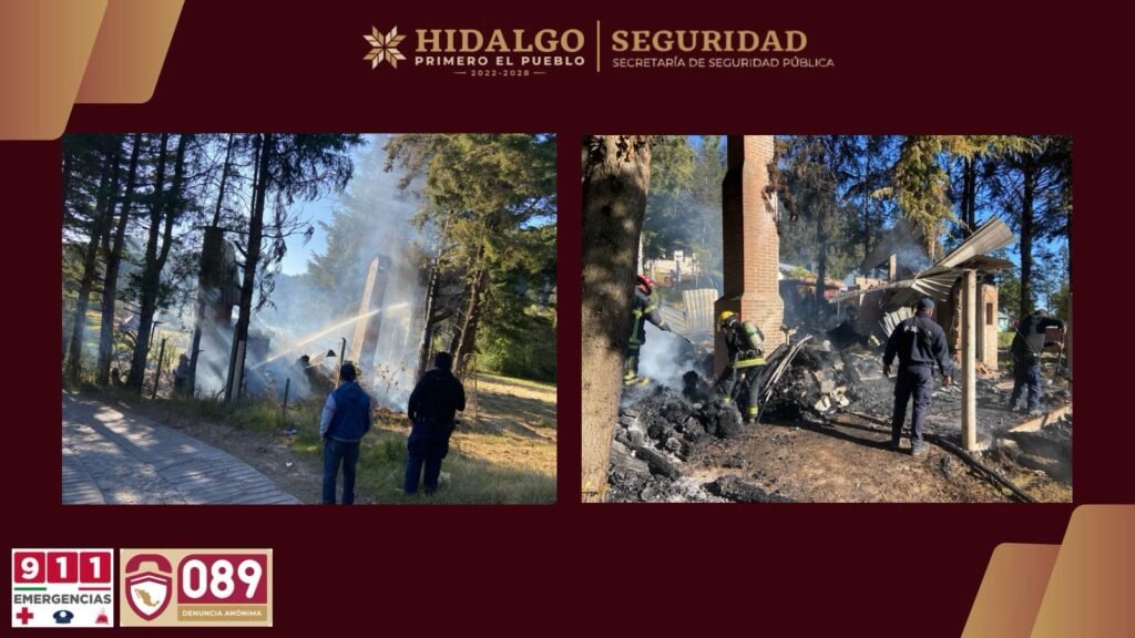 POLICÍA TURÍSTICA Y BOMBEROS ATIENDEN INCENDIO EN MINERAL DEL CHICO Y EVITAN SU PROPAGACIÓN
