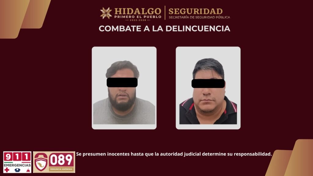 Policía Estatal asegura a dos hombres y recupera maquinaria pesada en Tula de Allende