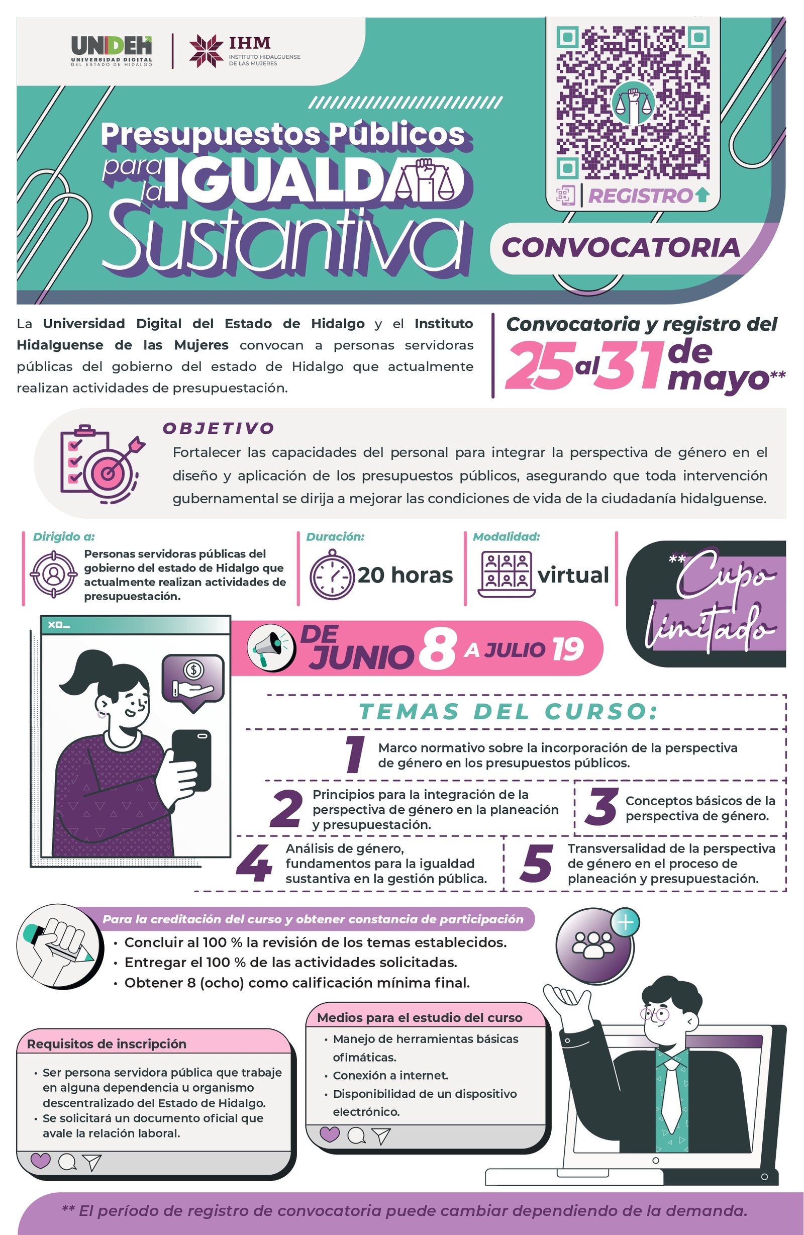 INICIA CURSO VIRTUAL “PRESUPUESTOS PÚBLICOS PARA LA IGUALDAD SUSTANTIVA” EN HIDALGO