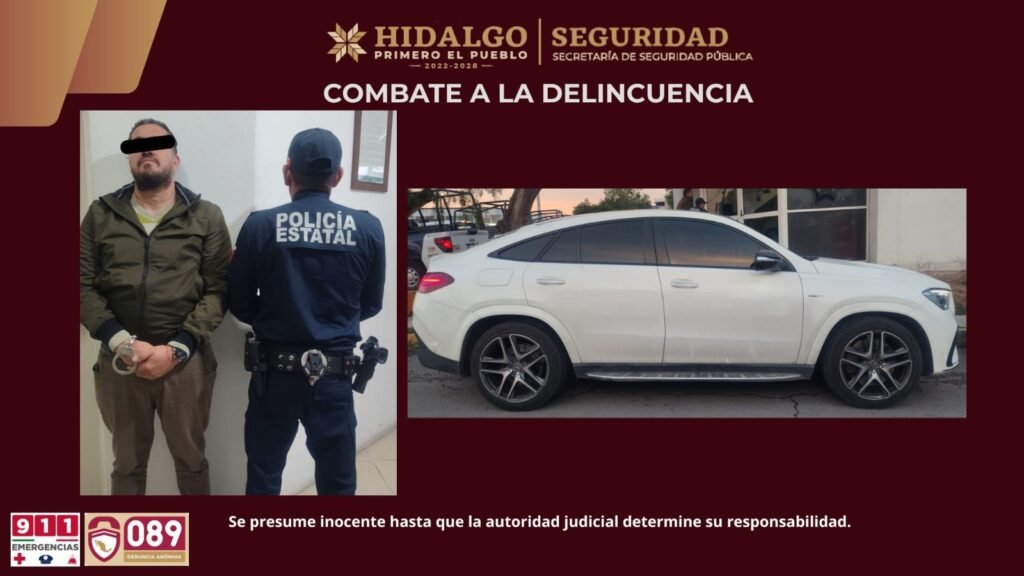 Recupera vehículo robado en plaza comercial de Pachuca; aseguran a presunto responsable