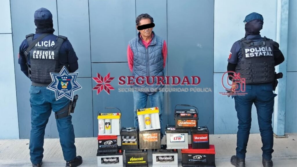 SSPH asegura a una persona y recupera acumuladores para automóvil