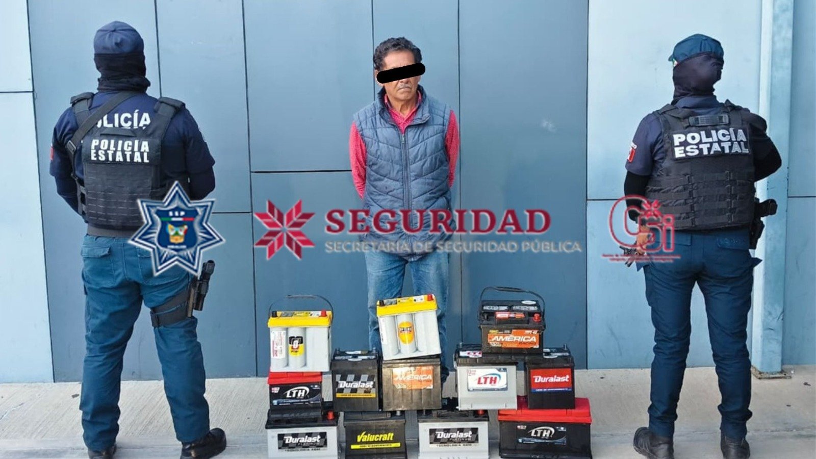 SSPH asegura a una persona y recupera acumuladores para automóvil