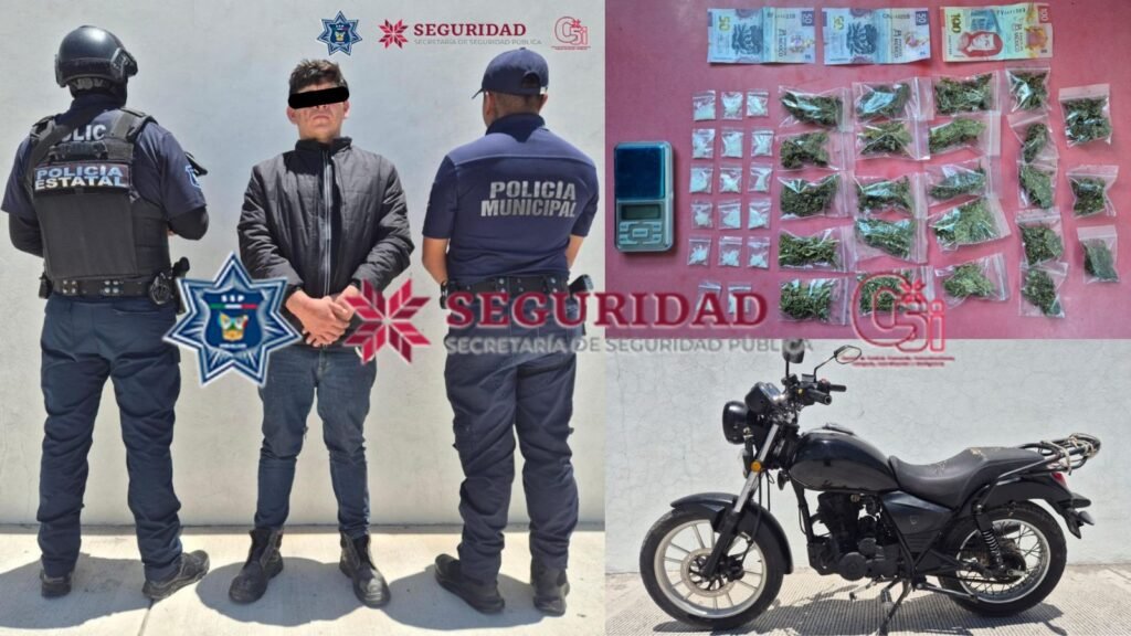 Detienen a presunto narcomenudista en Progreso de Obregón y recuperan motocicleta robada