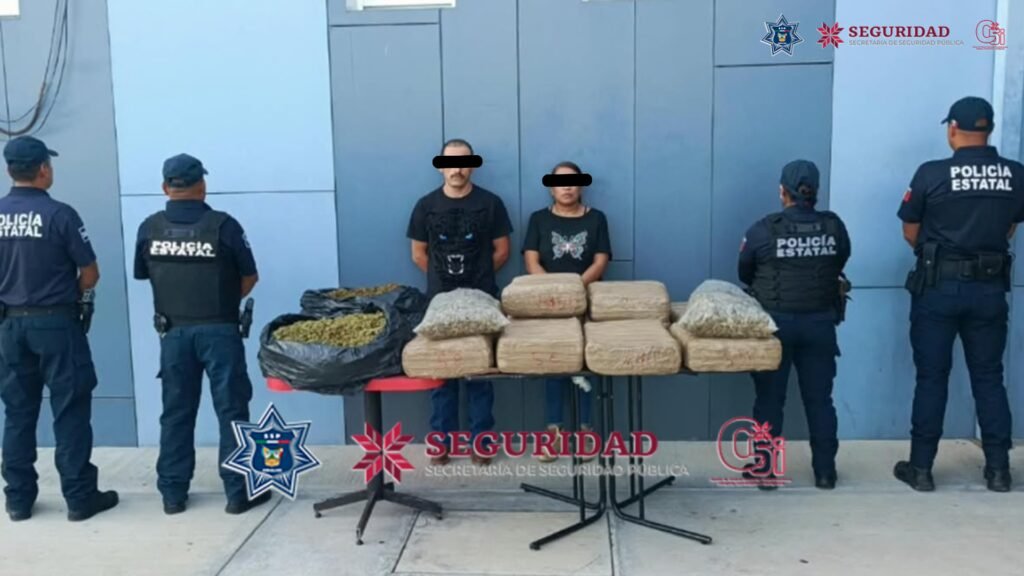 Detienen a pareja con 72 kilos de marihuana en Ixmiquilpan