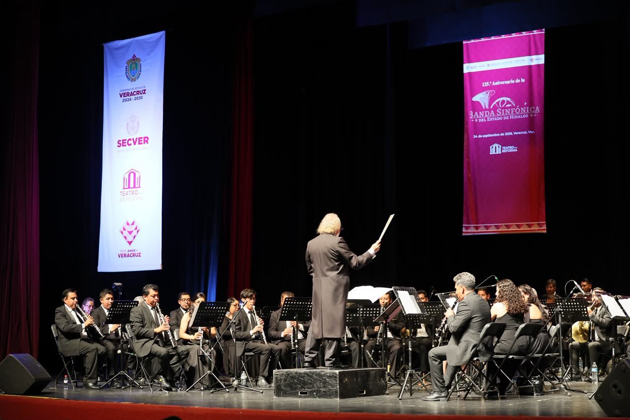 Banda Sinfónica de Hidalgo celebra 125 años con concierto en Veracruz
