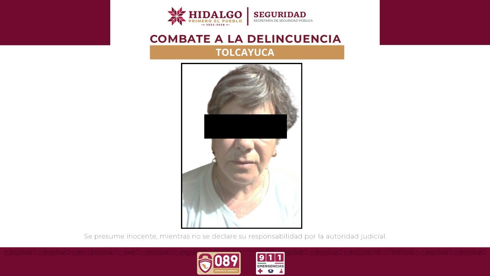 SSPH desarticula punto de narcomenudeo en Tolcayuca y asegura a una mujer reincidente